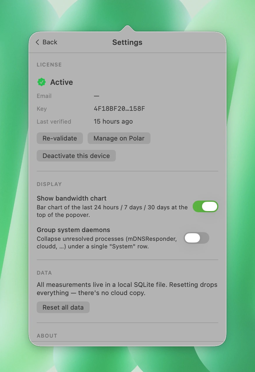 Settings tab
